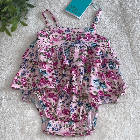 Posh Peanut Other - NWT Posh Peanut Pixie Spaghetti Strap Bubble Romper Pink Floral
